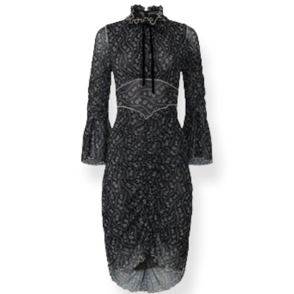 Anna Sui Posies Mesh Dress Size Medium - Picture 2 of 15